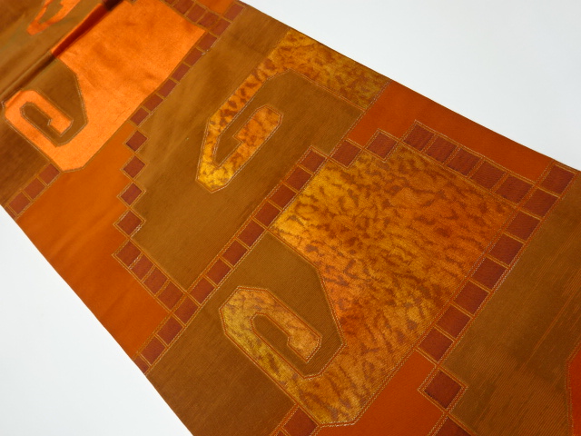 JAPANESE KIMONO / VINTAGE NAGOYA OBI / WOVEN GEOMETRIC PATTERN